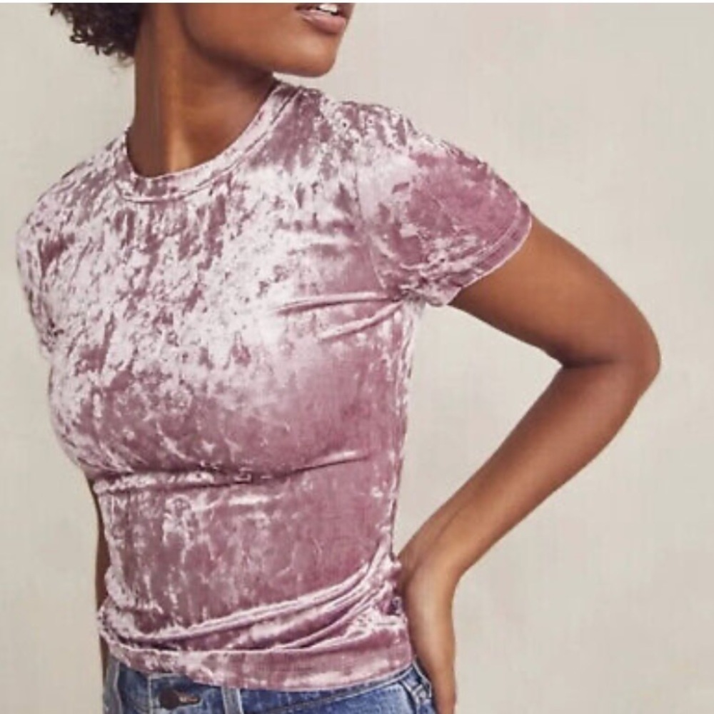 Pink Crushed Velvet Baby Tee 🩷
